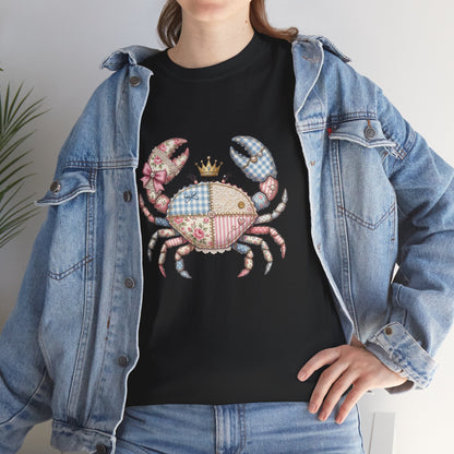 Patchwork Crab T-Shirt — Cute Coastal Animal Tee for Beach Lovers Printify