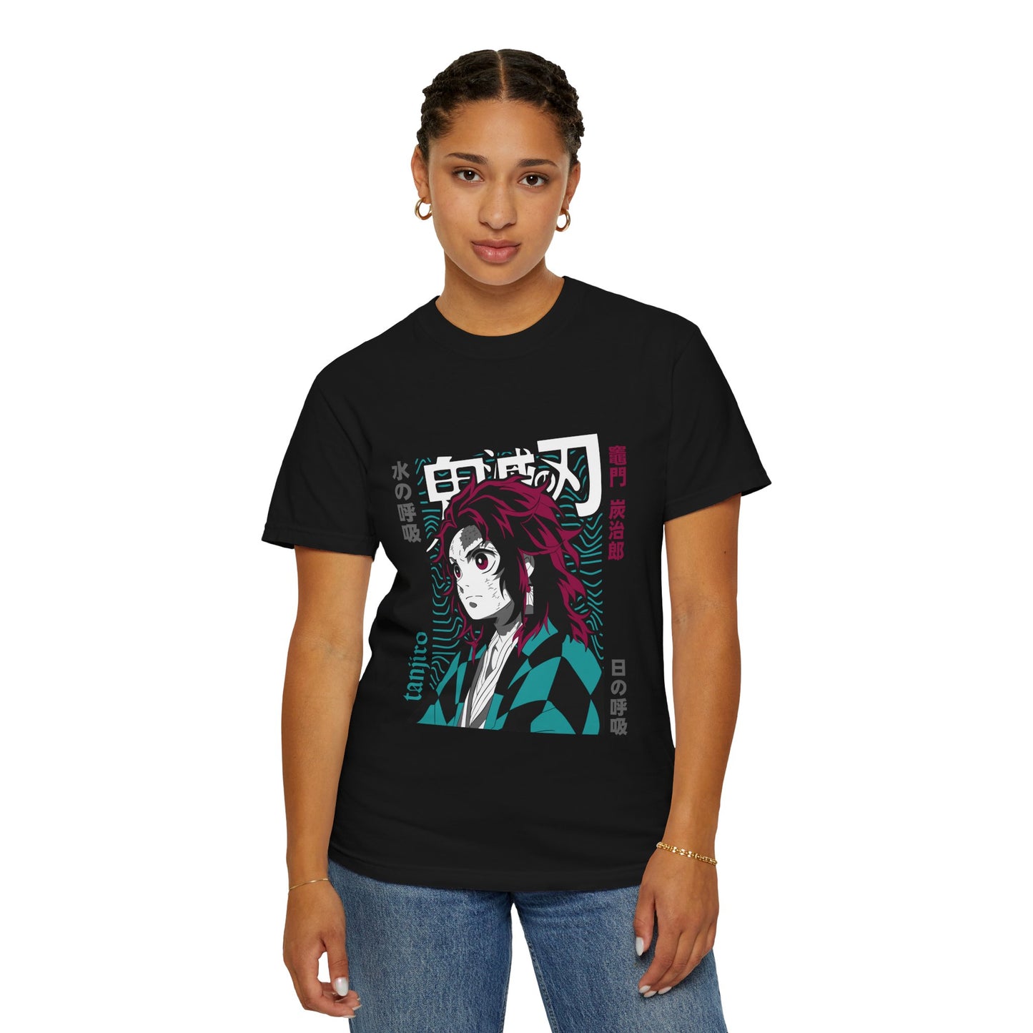 Demon Slayer Unisex Garment-Dyed T-Shirt - Tanjiro Design - CreativeRino