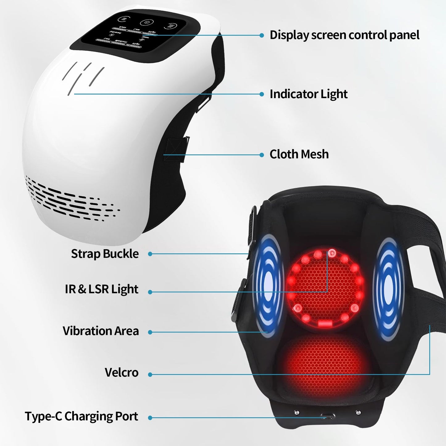 Intelligent Home Use Electric Intelligent Kneading Heating Knee Massager Rechargeable Pain Relief Infrared Laser Vibration Knee Massager CreativeRino