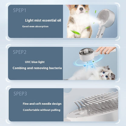 2-in-1 Steam Pet Grooming Brush for Dogs & Cats – Self Cleaning Animal Hair Remover Comb CreativeRino