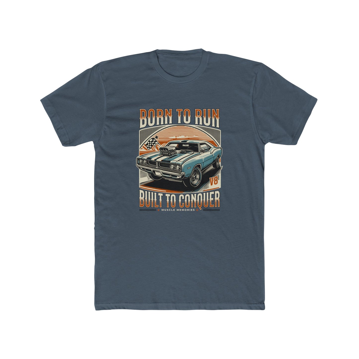 Born to Run: Vintage Muscle Car Unisex Cotton Crew Tee | Car T-shirt - CreativeRino