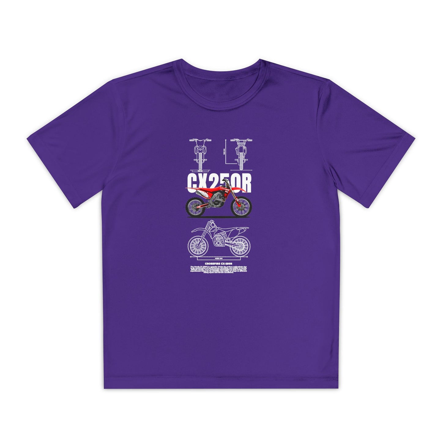 CX 250R Youth Motorcycle Competitor Tee - Stylish Graphic T-shirt for Young Riders - CreativeRino