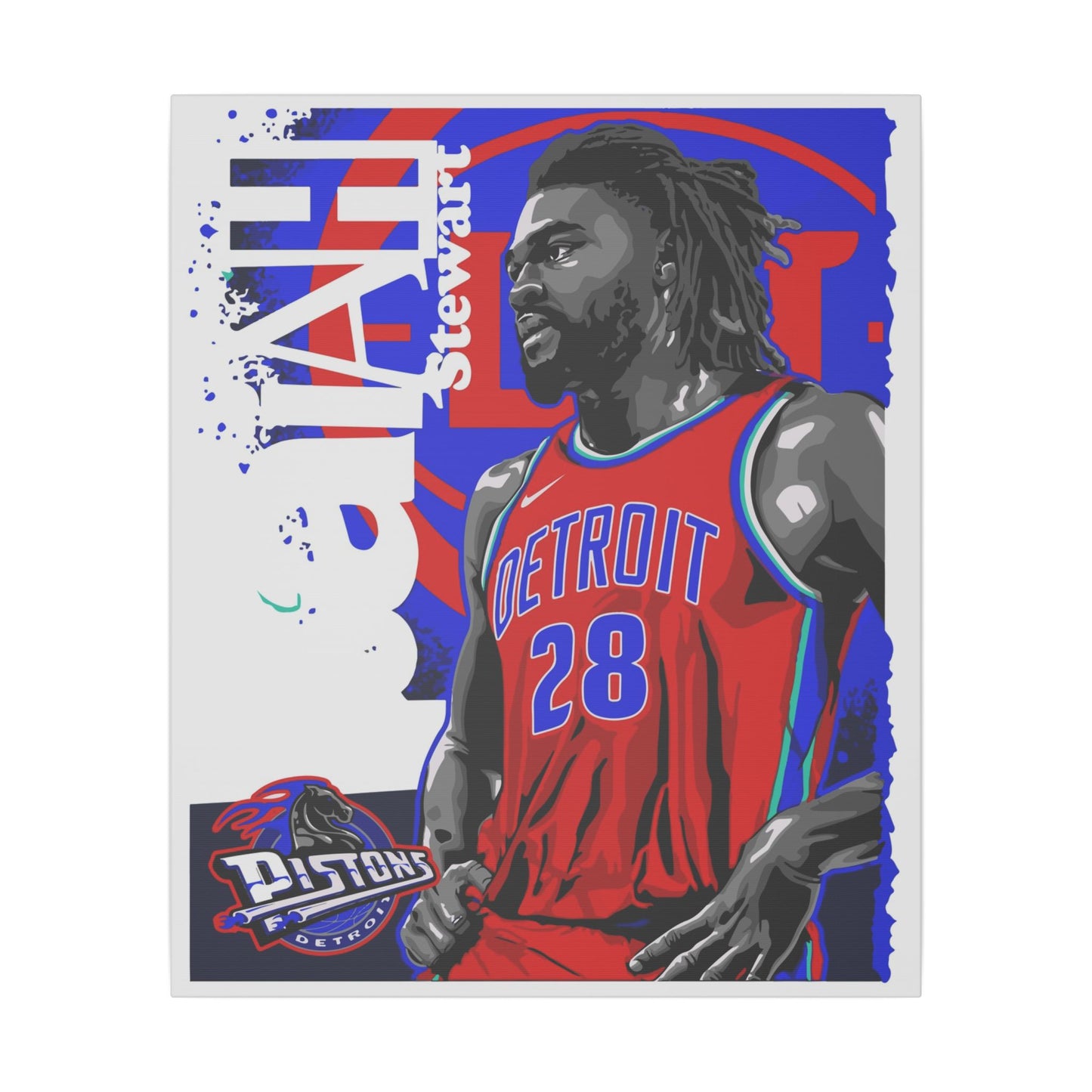 Isaiah Stewart Detroit Pistons Canvas Art - Vibrant Wall Decor for Basketball Fans - CreativeRino