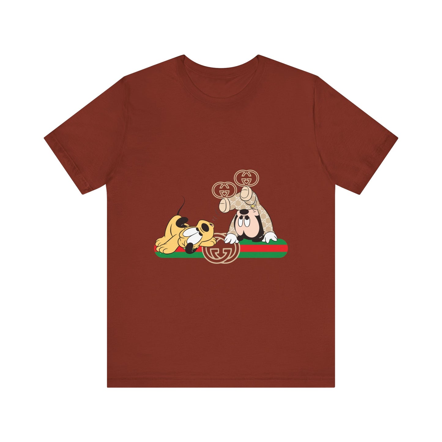 Playful Baby Mickey Mouse Cartoon Gucci Graphic Tee - Fun Unisex Short Sleeve T-shirt - CreativeRino