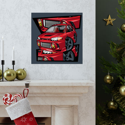 Red Sports Car Matte Square Poster - Perfect Wall Art for Car Enthusiasts - CreativeRino