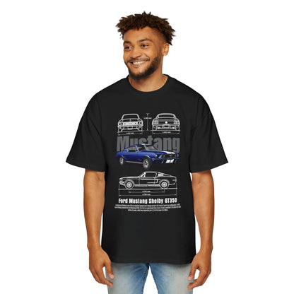Men's Heavy Oversized Tee - Classic Ford Mustang GT350 Graphic T-shirt - CreativeRino