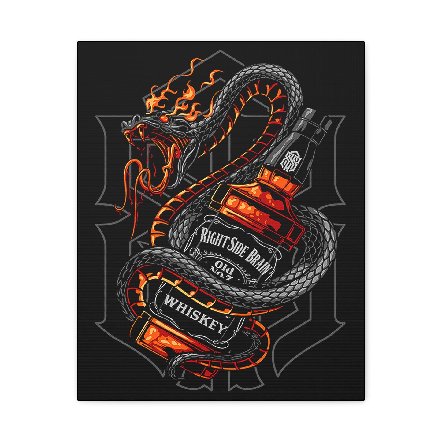 Whiskey Dragon Canvas Art - Stretched Matte Wall Decor for Bar & Home - CreativeRino