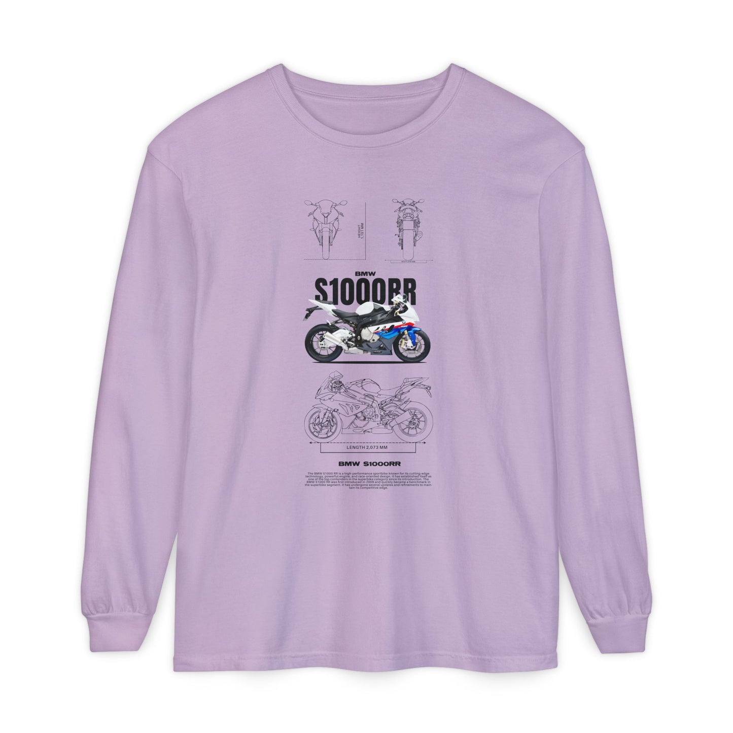 BMW S1000RR Motorcycle Long Sleeve T-Shirt - Unisex Garment-Dyed - CreativeRino