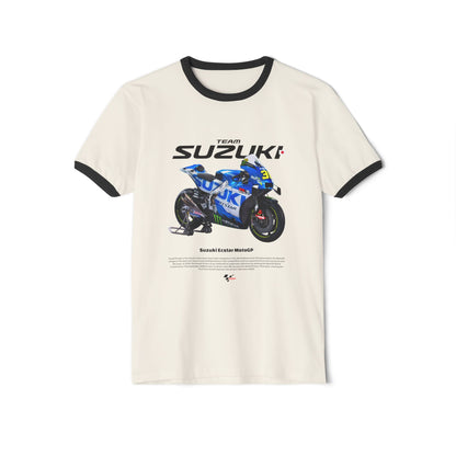 Suzuki Ecstar MotoGP Unisex Cotton Ringer T-Shirt - CreativeRino