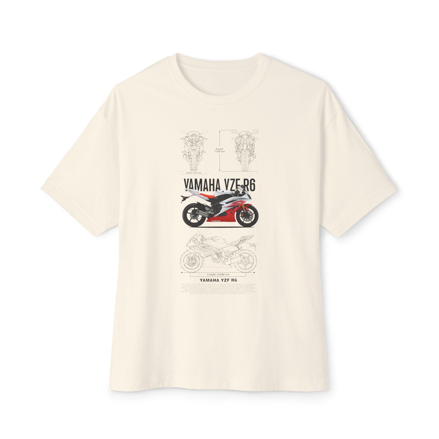 Yamaha VZ-R6 Unisex Oversized Boxy Tee - Motorcycle Graphic T-shirt - CreativeRino