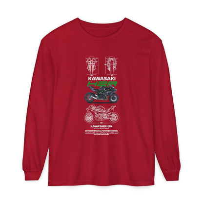 Kawasaki H2R Unisex Long Sleeve T-Shirt - Vintage Motorcycle Graphic Tee - CreativeRino