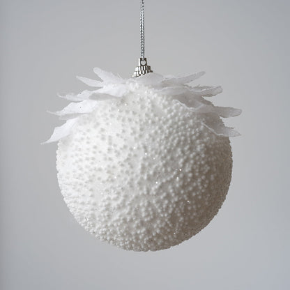 Elegant White Petal Christmas Ball Ornament | Sparkling Foam Decoration for Winter Wonderland Christmas Tree eprolo