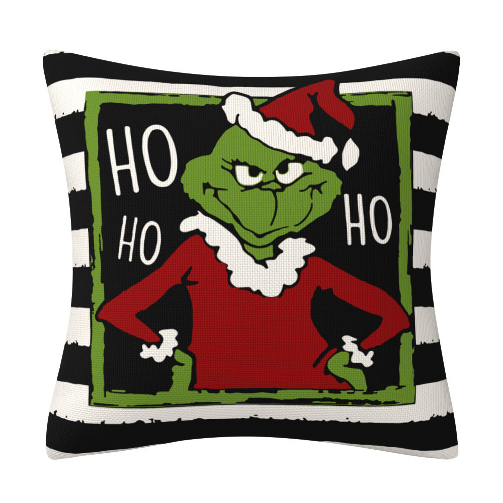 Cartoon Grinch Christmas Pillow Cover | Festive Printed Cushion Case for Sofa & Home Furnishings Decor eprolo