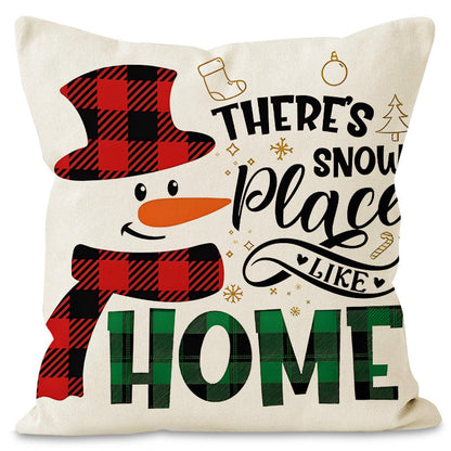 Christmas Dwarf (Gnome) Printed Pillow Cover | Linen Festive Cushion Case for Home Sofa Decoration eprolo