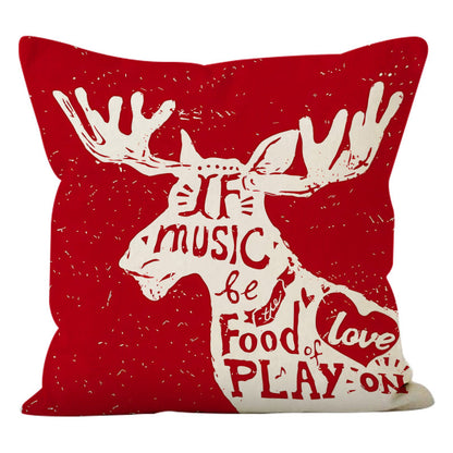 Linen Deer Print Lumbar Pillow Cover | Christmas Holiday Waist Cushion for Sofa Decor eprolo
