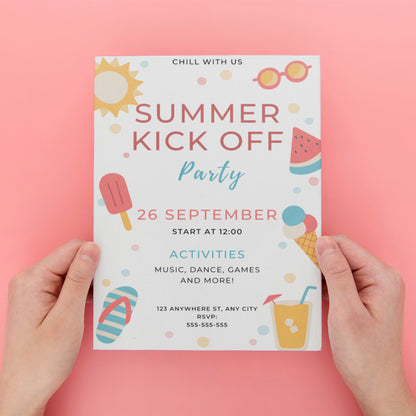 Summer Kick Off Party Invite | End of Summer Party Invitation Canva Template CreativeRino