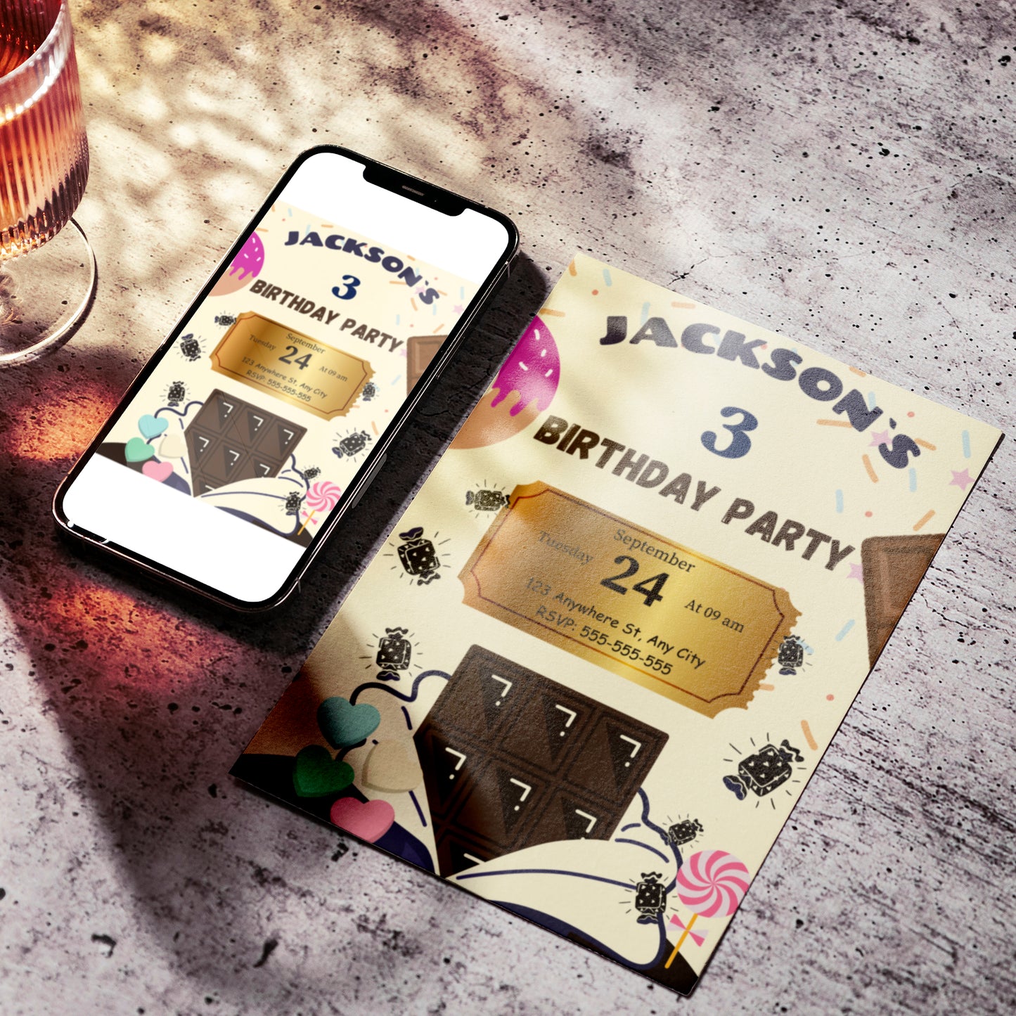 Chocolate Factory Golden Ticket Birthday Invitation Template