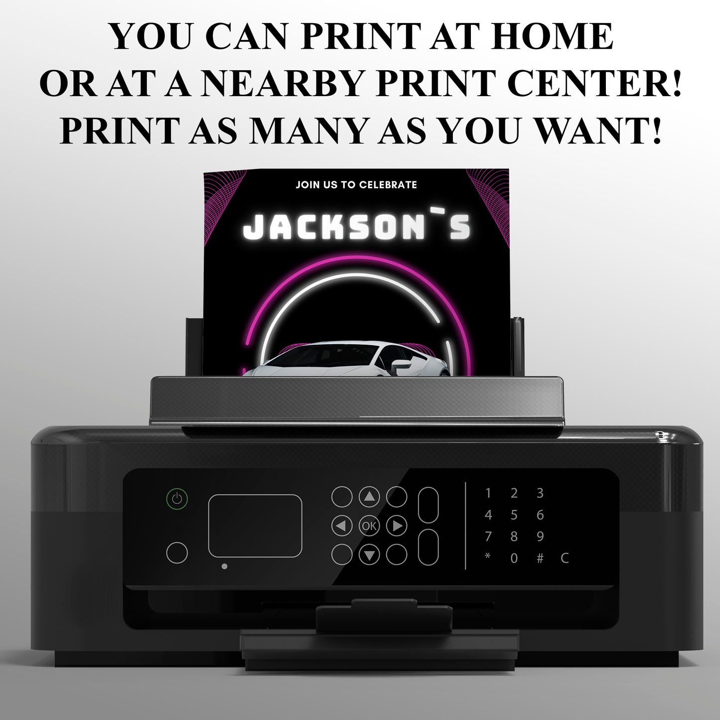 Lamborghini Sport Race Car Birthday Invitation Template - CreativeRino