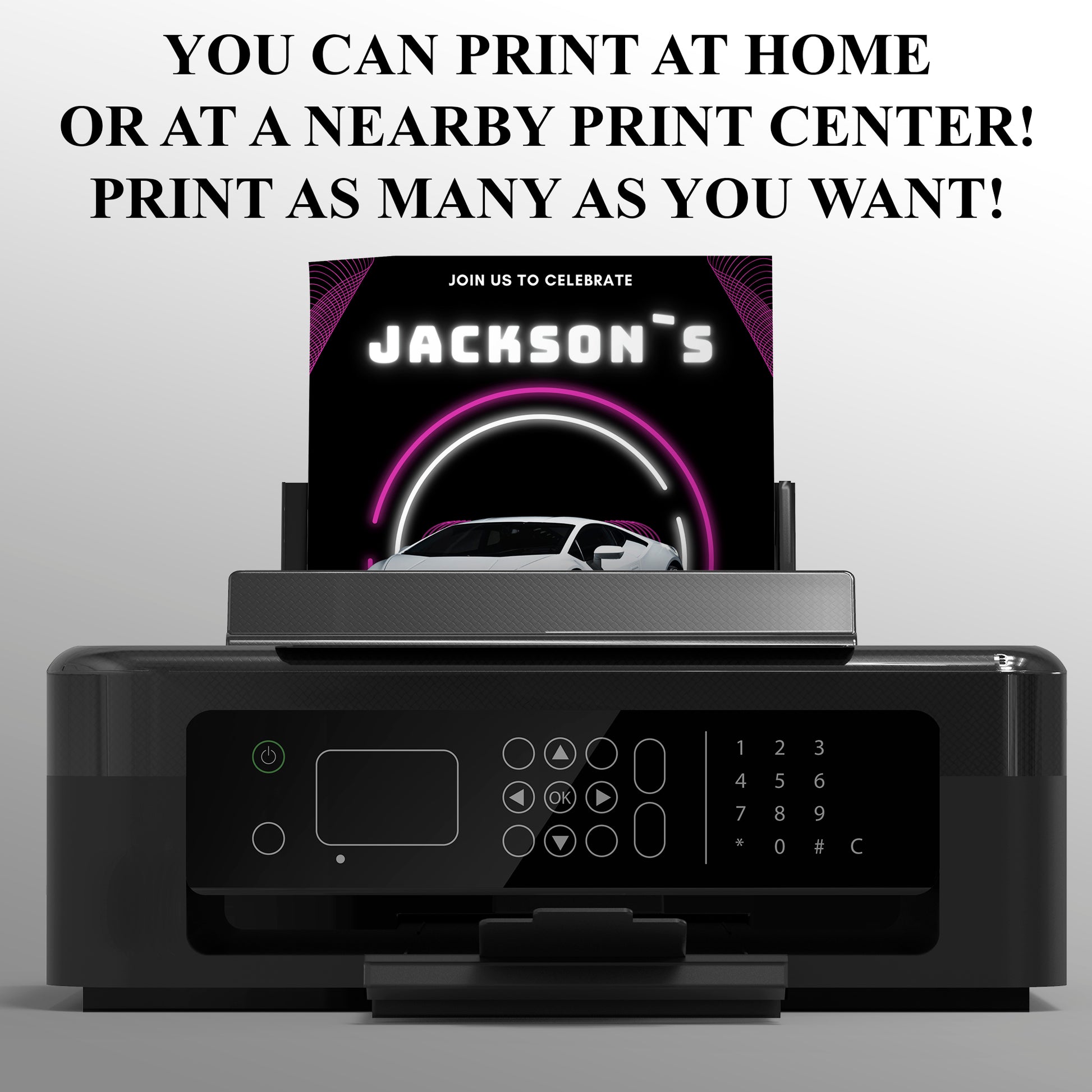 Lamborghini Sport Race Car Birthday Invitation Template - CreativeRino