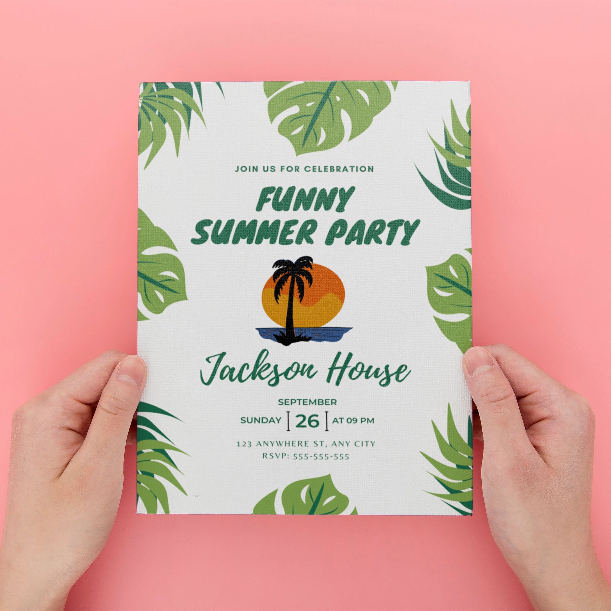 Funny Summer Party Invite | Summer Party Invitation Canva Template CreativeRino