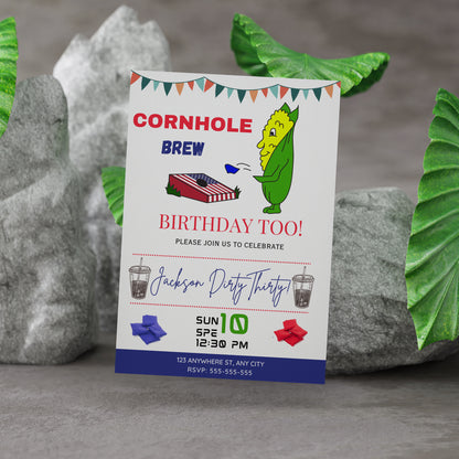 Cornhole Birthday Invitation Template - CreativeRino