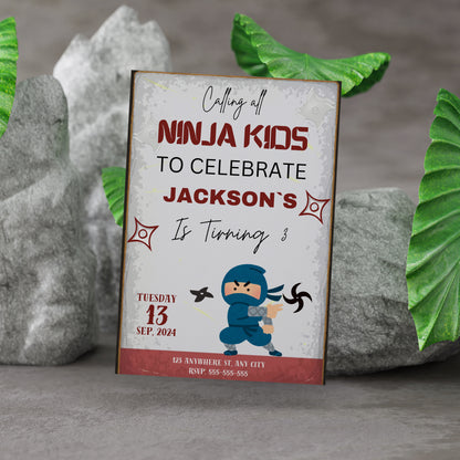 Ninja Kidz Birthday Invitation Template - CreativeRino