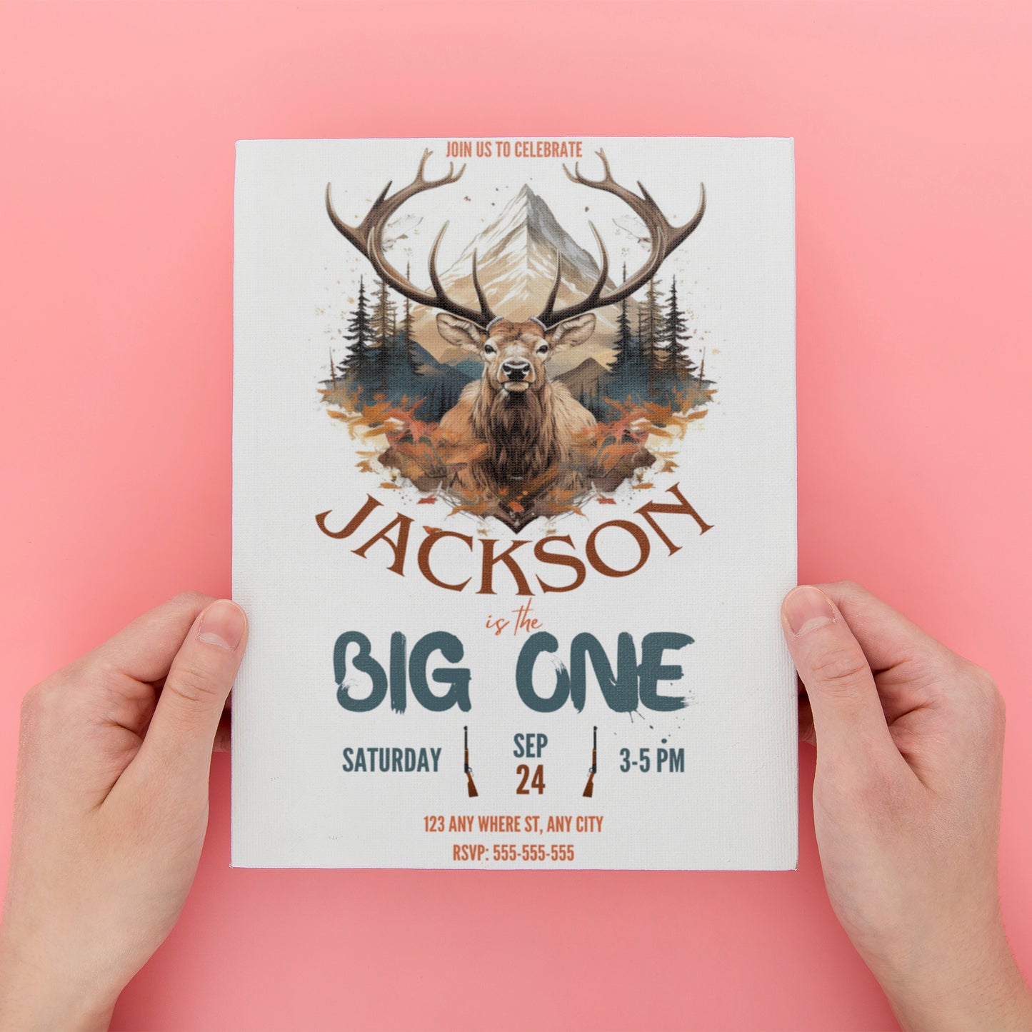 The Big One Hunting Birthday Invitation Template