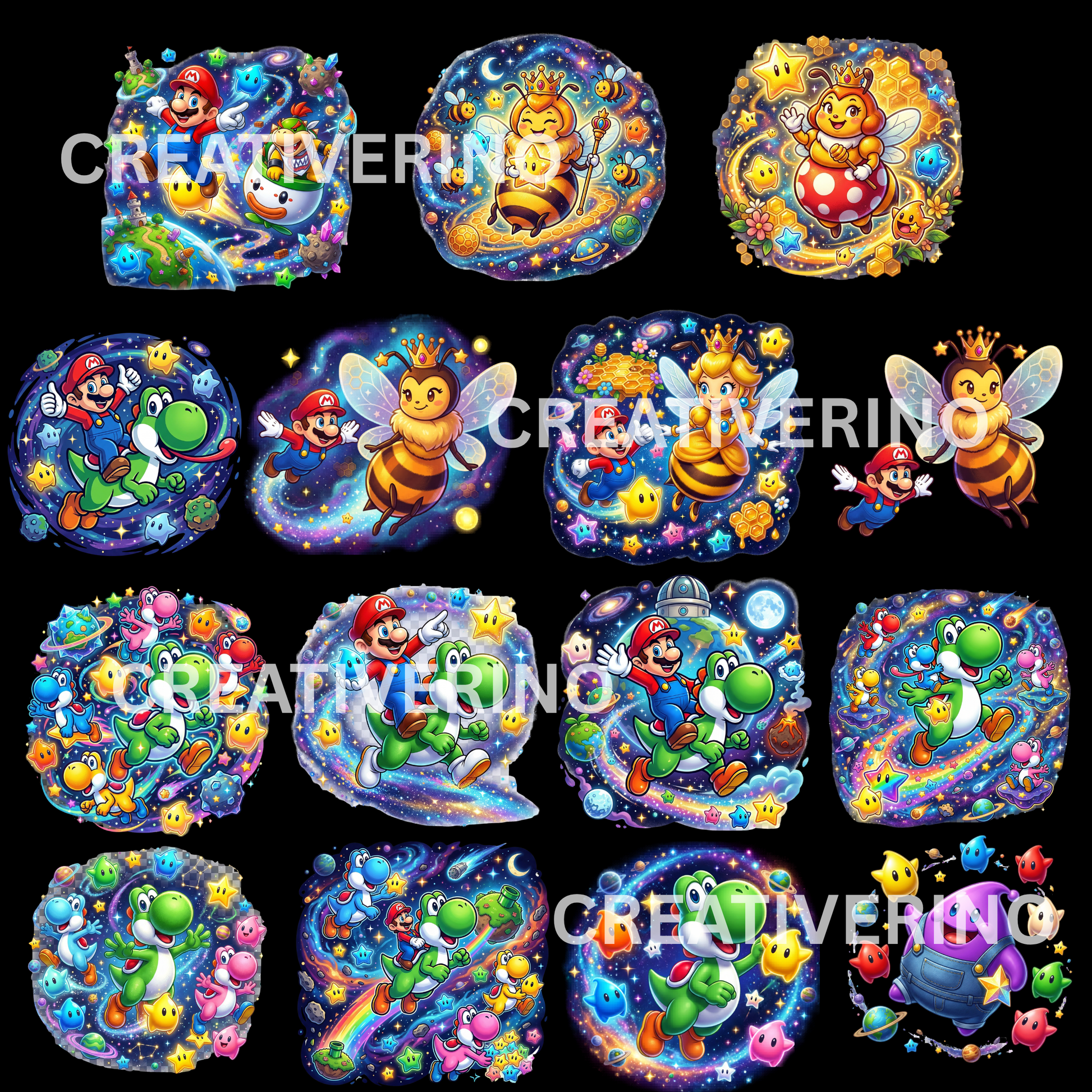 130 Super Mario Galaxy PNG Clipart, Gamer T-Shirt Design, Poster (Instant Download) CreativeRino
