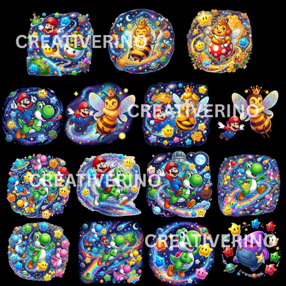 130 Super Mario Galaxy PNG Clipart, Gamer T-Shirt Design, Poster (Instant Download) CreativeRino