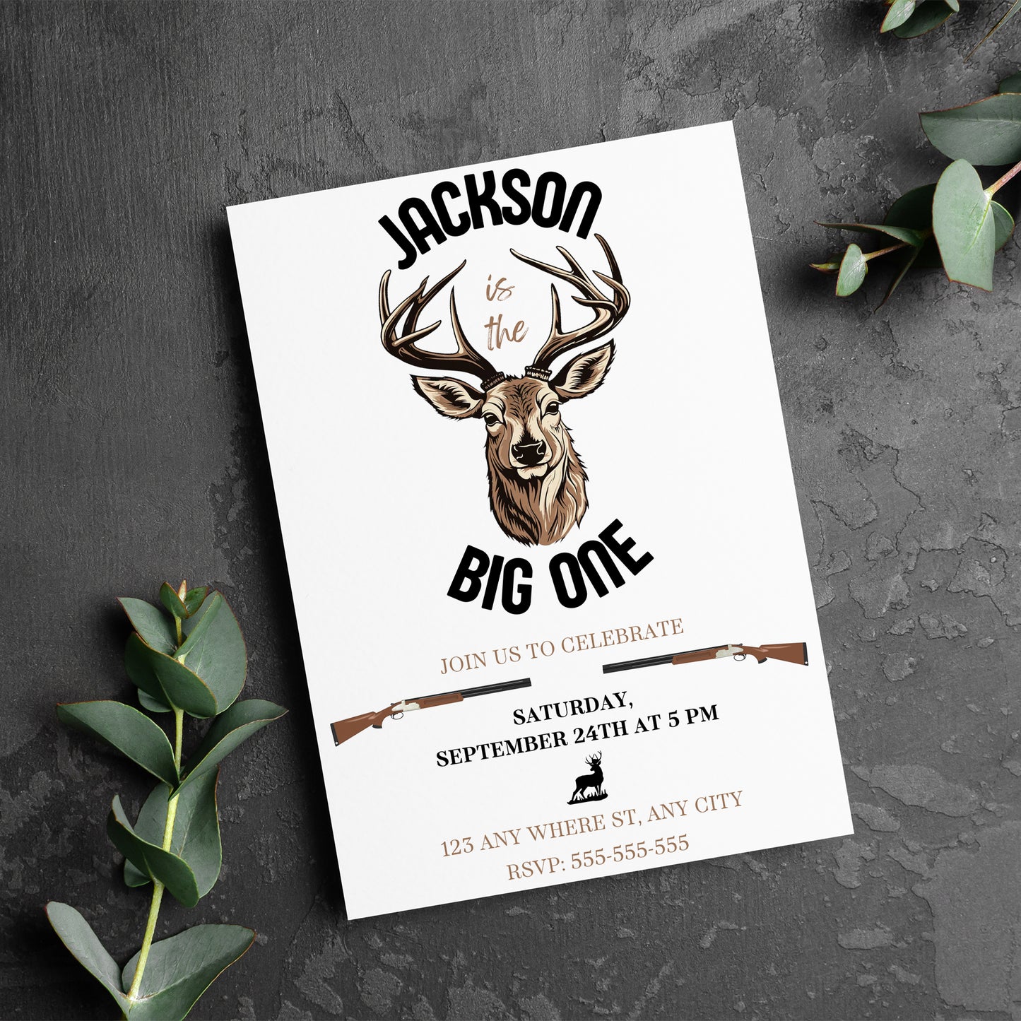 The Big One Hunting Birthday Invitation Template