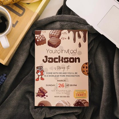 Chocolate Factory Birthday Invitation Template CreativeRino