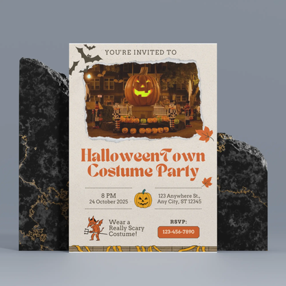Spirit of Halloweentown Costume Party Invitation Template - CreativeRino