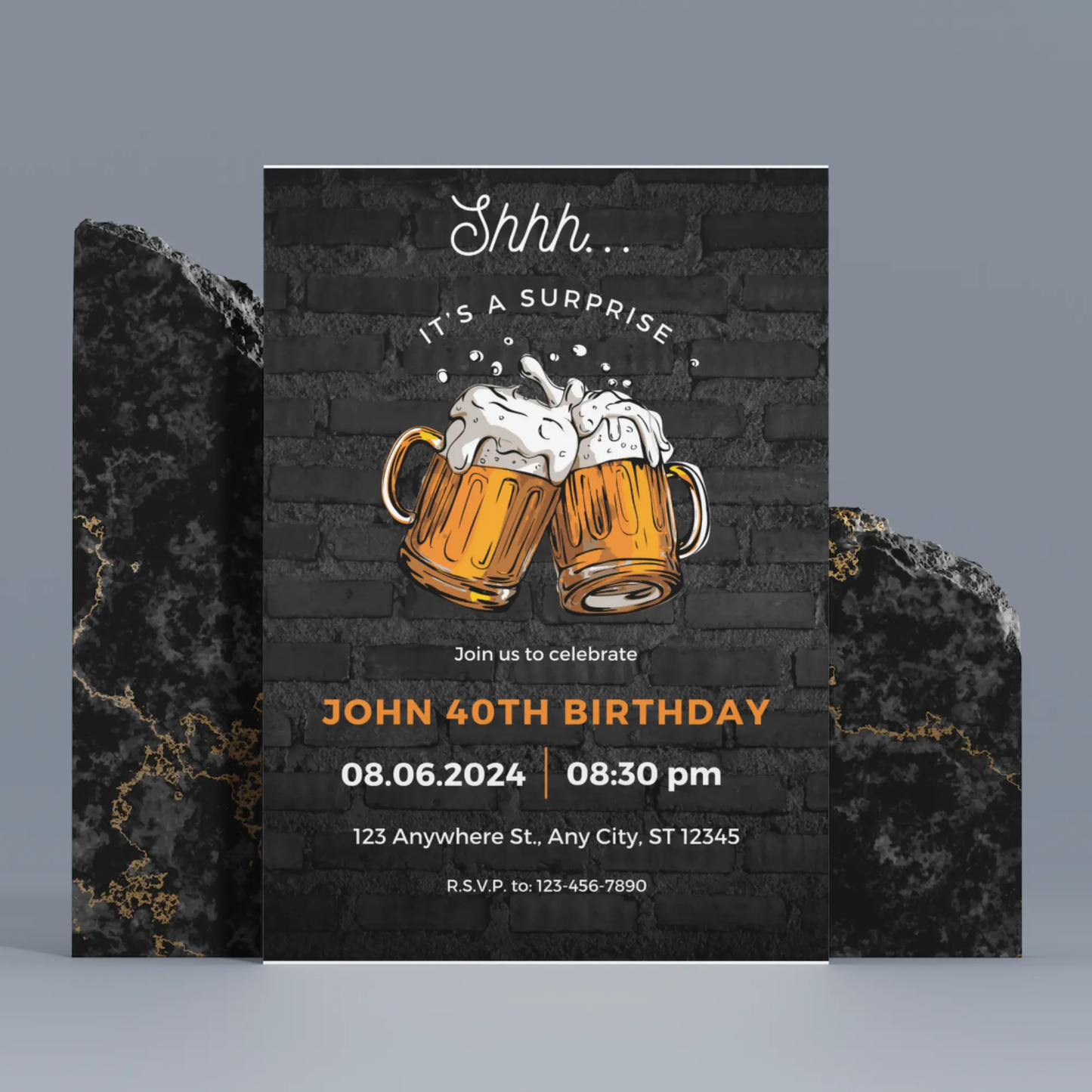 Beer Surprise Birthday Party Invitation Template - CreativeRino