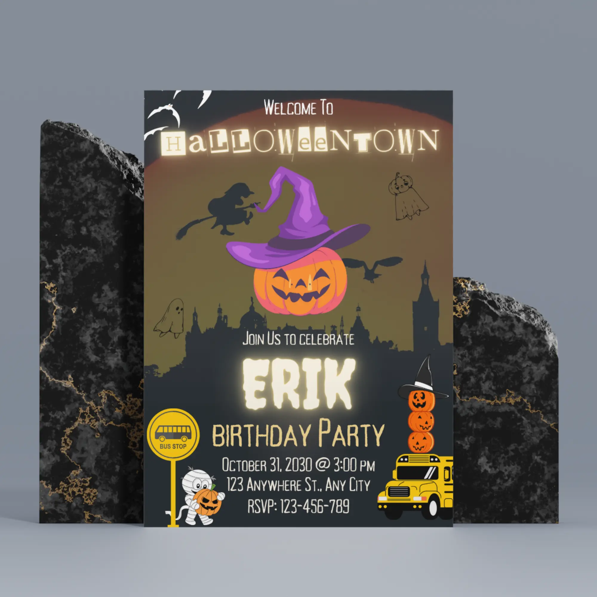 Halloweentown Birthday Party Invitation Template - CreativeRino