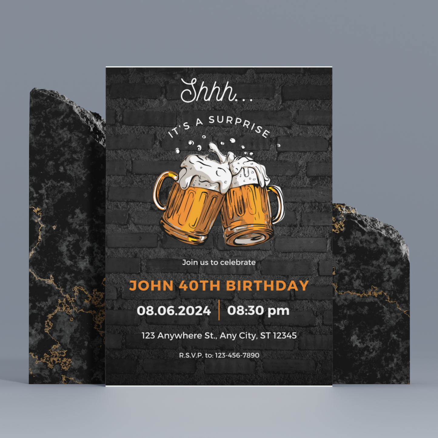 Beer Surprise Birthday Party Invitation Template