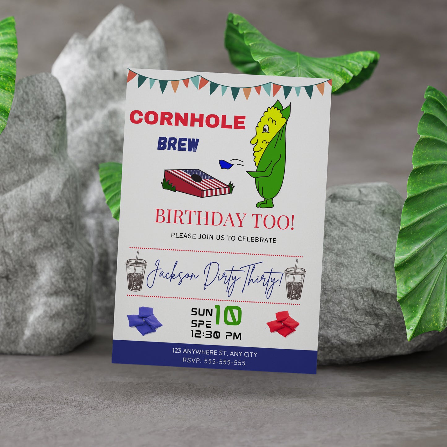 Cornhole Birthday Invitation Template