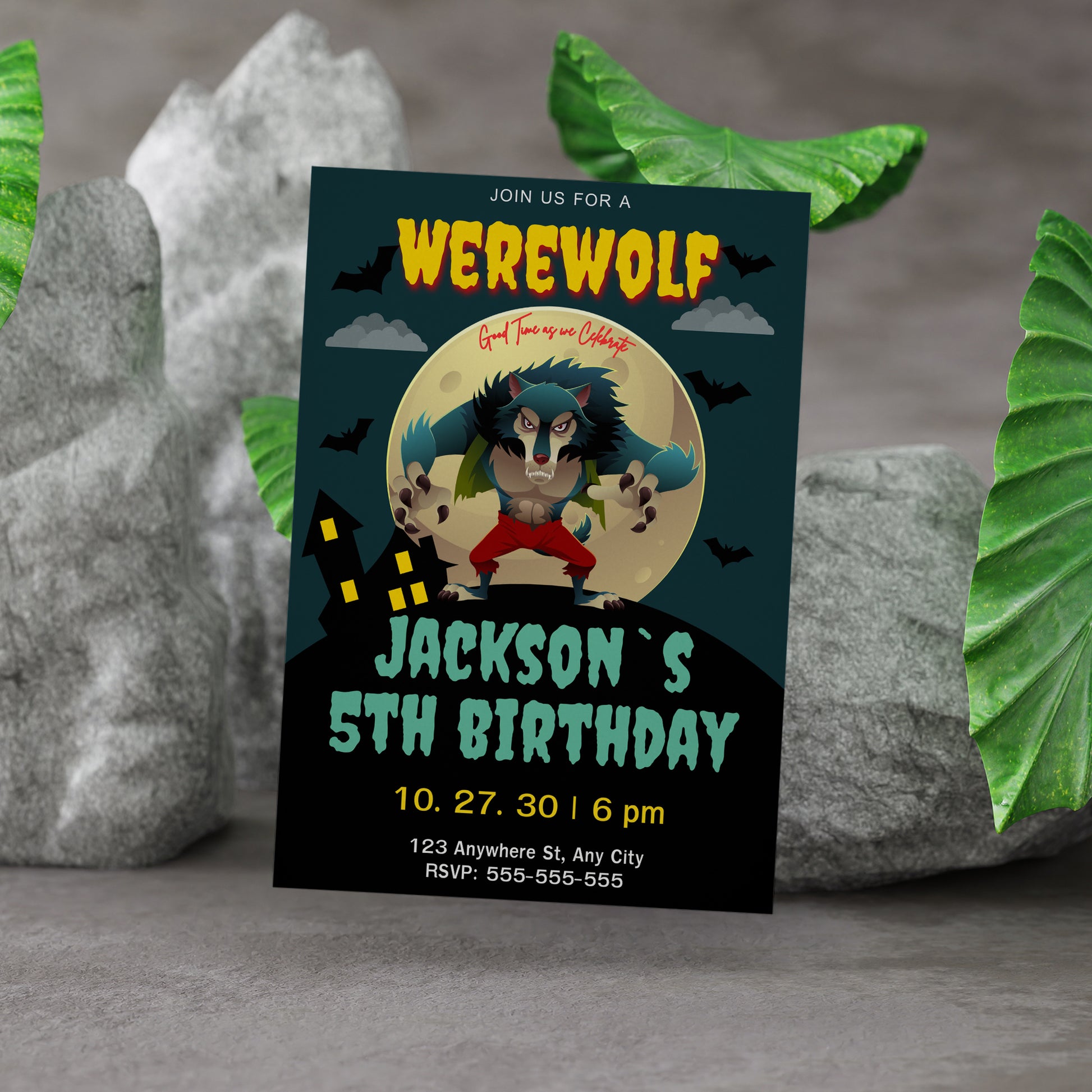 Werewolf Birthday Invitation Template - CreativeRino