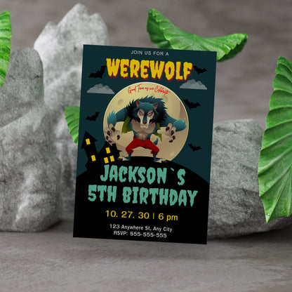 Werewolf Birthday Invitation Template - CreativeRino
