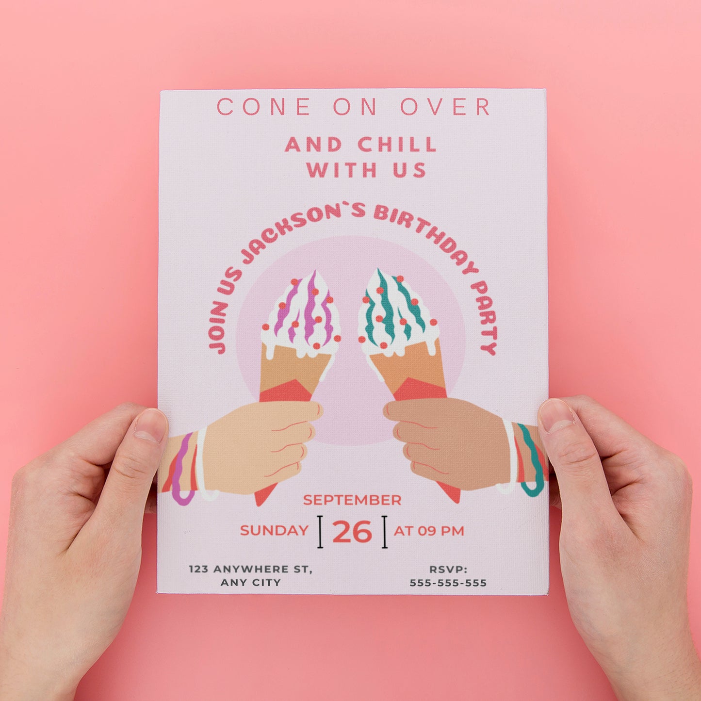 Snow Cone Birthday Party Invitation | Snow Cone Invite Canva Template