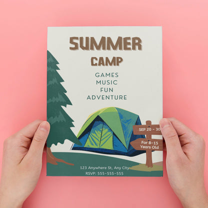 Camping Invite | Summer Camp Bachelorette Invitation Canva Template CreativeRino