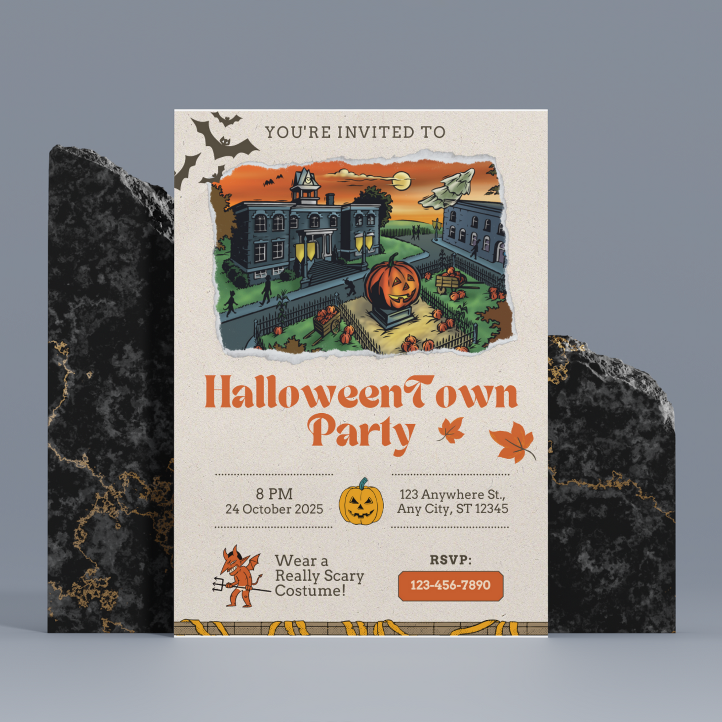 Halloweentown Party Invitation Template | Retro Halloweentown University Est 1998