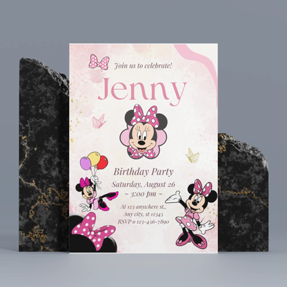 Minnie Mouse Birthday Invitation Template - CreativeRino