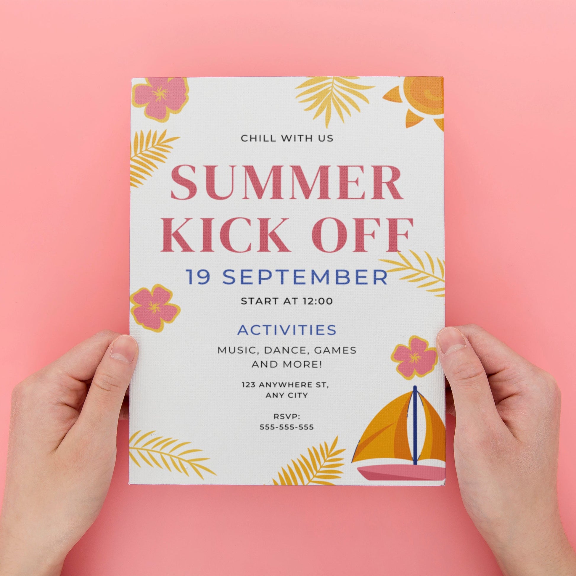 Summer Kick Off Party Invitation | End of Summer Party Invite Canva Template CreativeRino