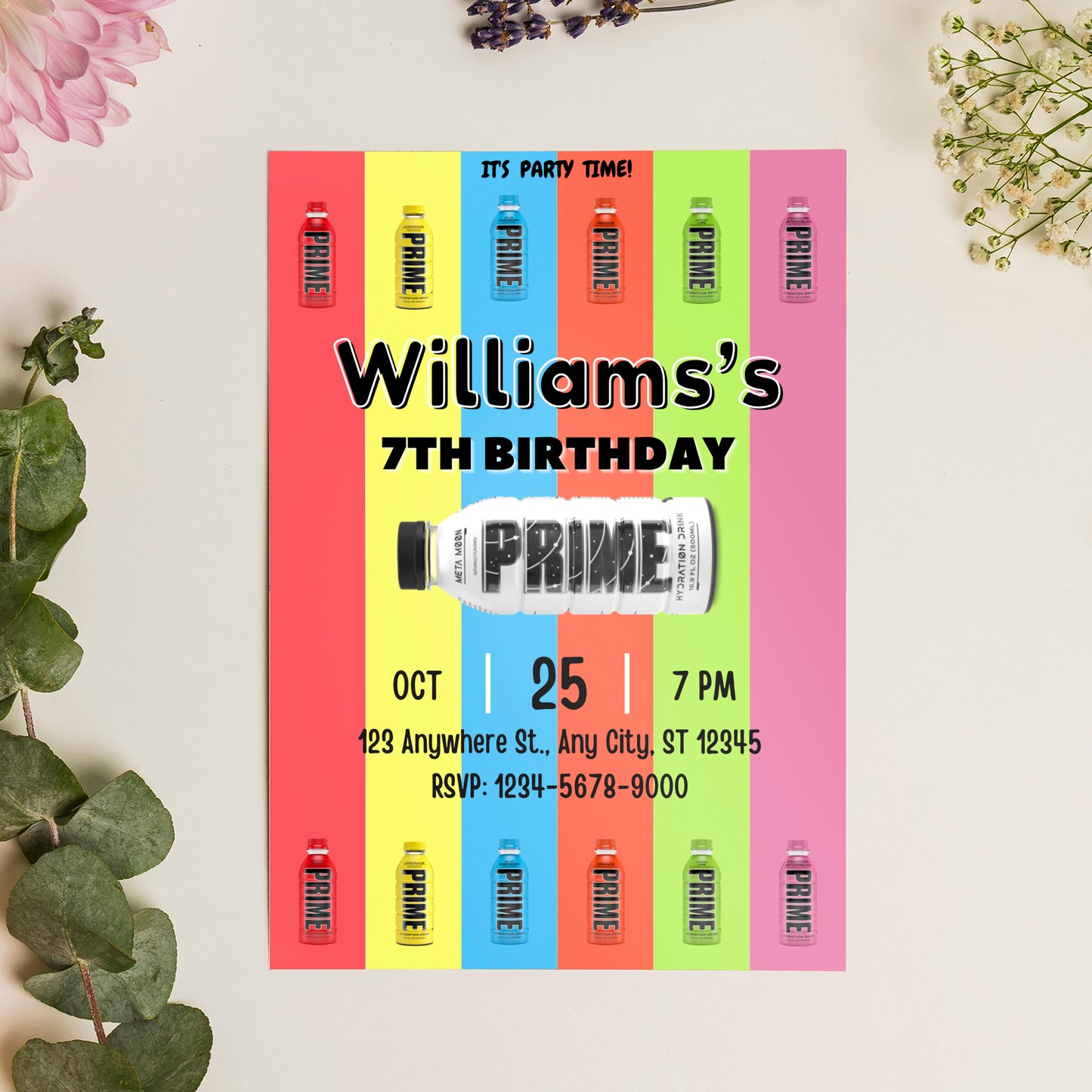 Prime Energy Drink Birthday Invitation Template