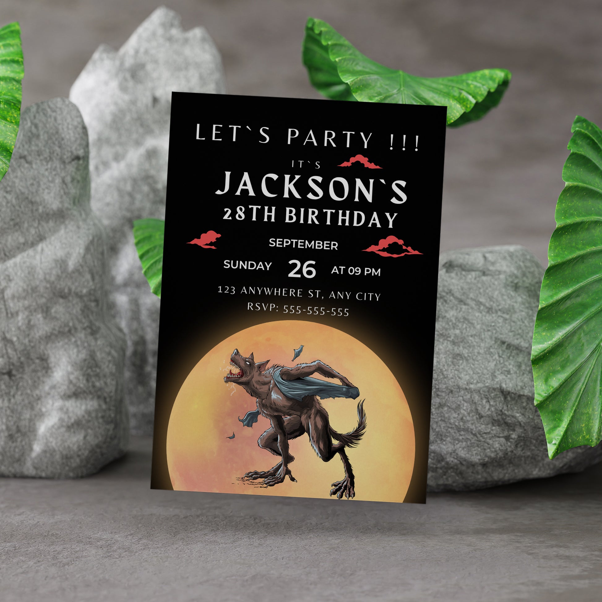Werewolf Birthday Invitation Template - CreativeRino