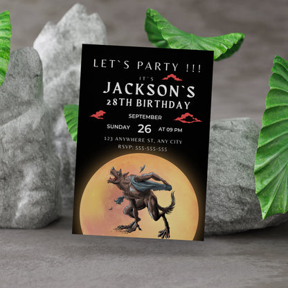 Werewolf Birthday Invitation Template - CreativeRino