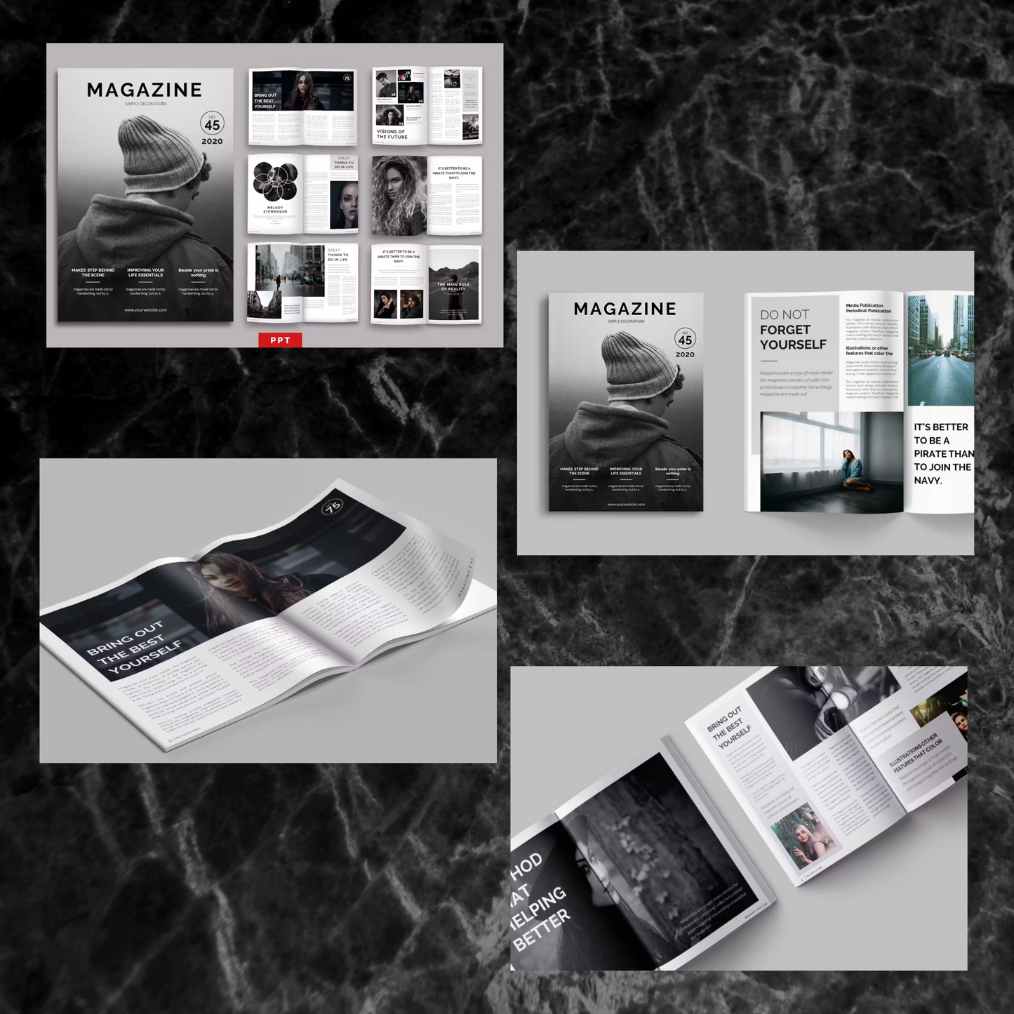 7 Magazine Powerpoint Presentation Template Bundle | Magazine Style Business PowerPoint Template