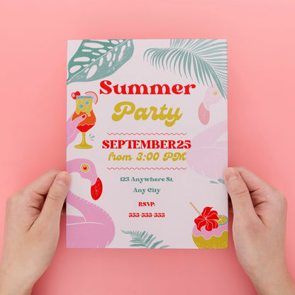 Summer Party Invite | Summer Party Invitation Canva Template CreativeRino