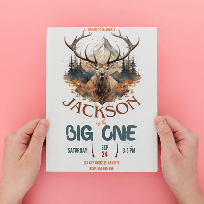 The Big One Hunting Birthday Invitation Template - CreativeRino