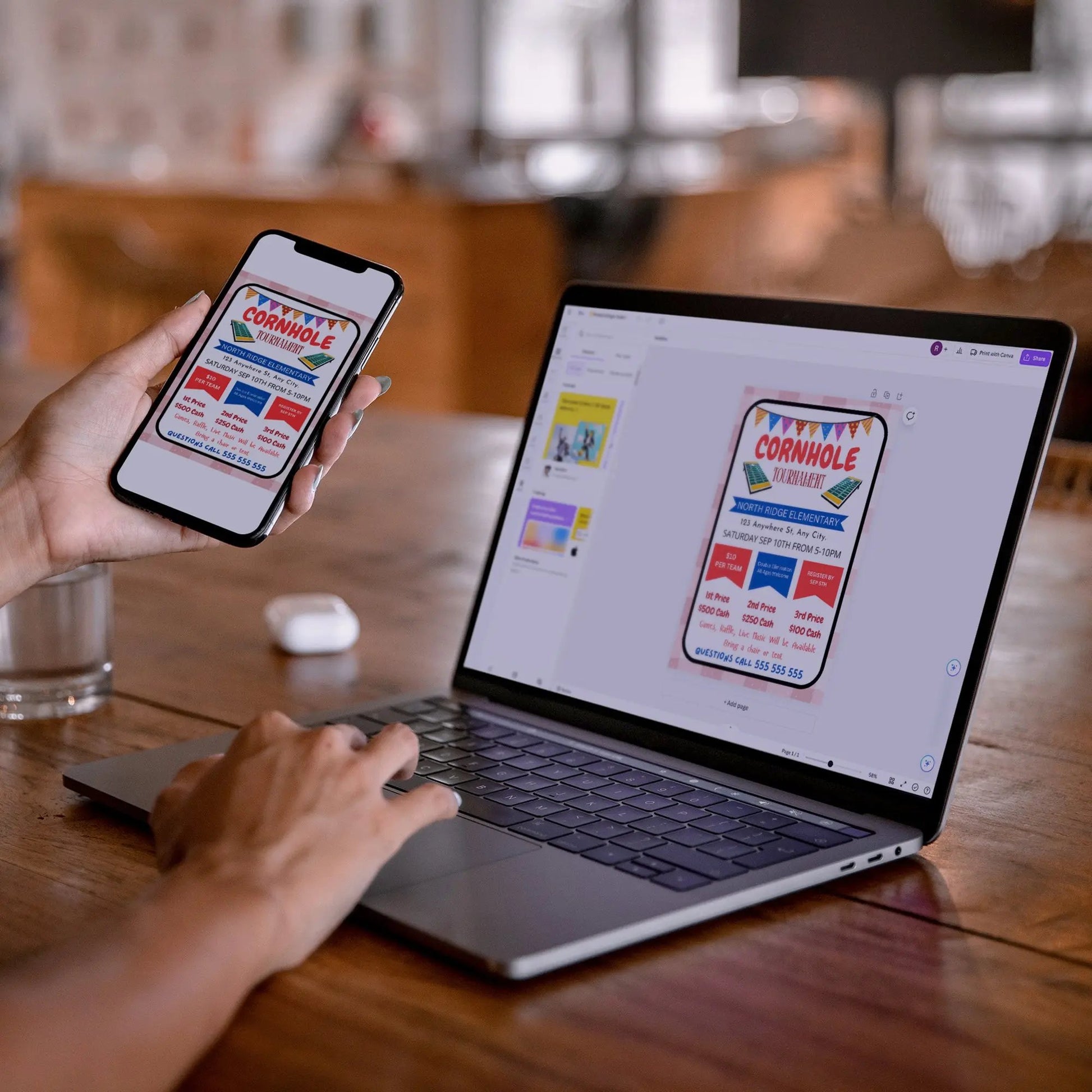 Corn Hole Tournament Flyer Template | Cornhole Tournament Fundraiser Flyer CreativeRino